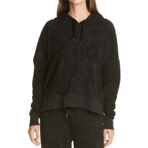 Rails Nico Hoodie in Black Velvet Textured Flocked Cobra